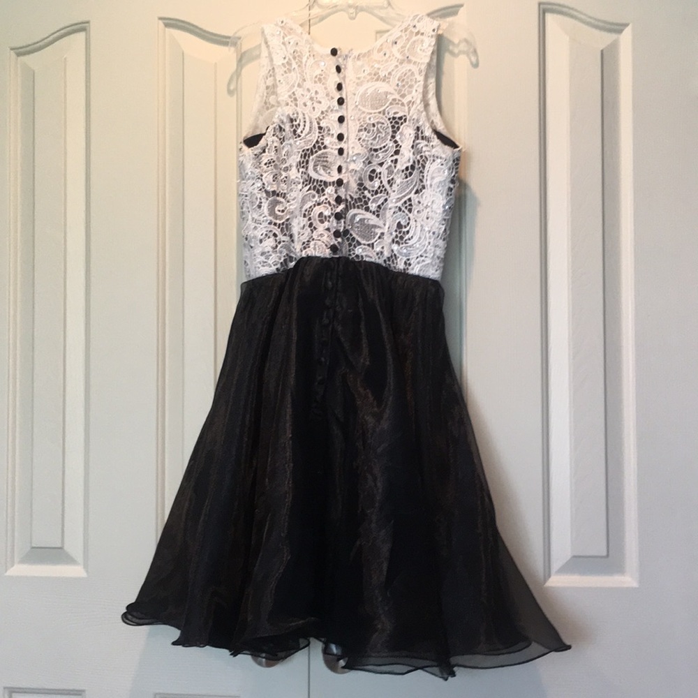 Black and White Formal Dress with Rinestones